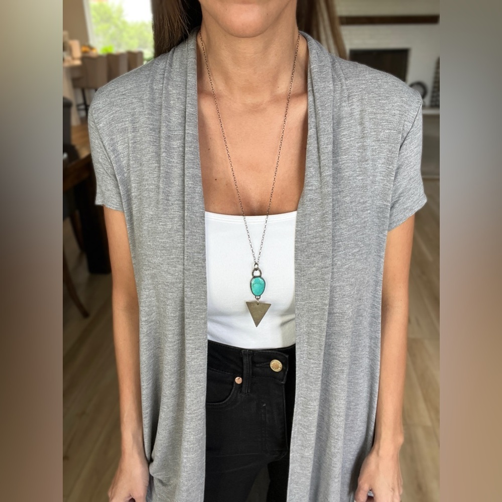 Grey Short Sleeve Duster - Size Small - Picture 7 of 10